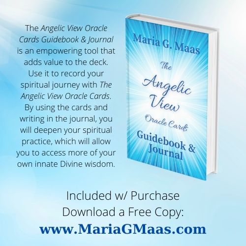 Mock-up of the free download info about The Angelic View Oracle Cards Guidebook & Journal